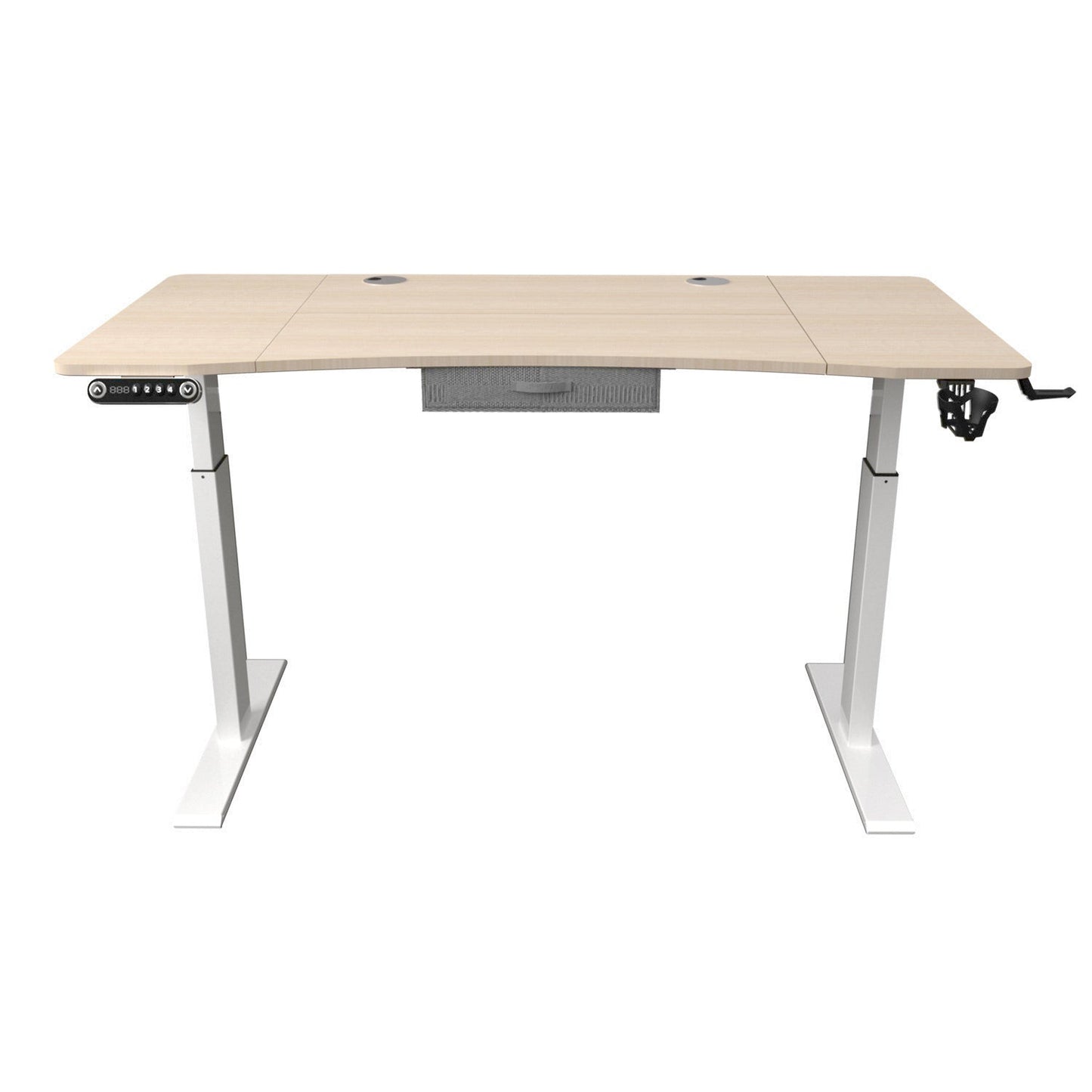 Adjustable Oak and White Wood and Metal Standing Desk