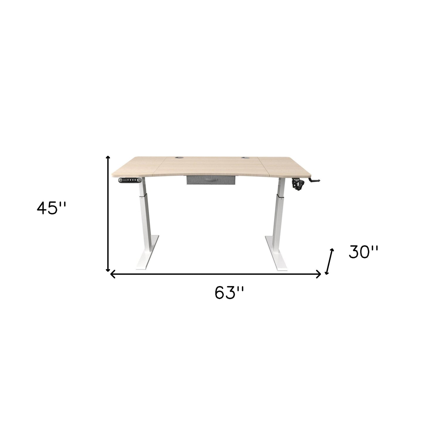 Adjustable Oak and White Wood and Metal Standing Desk