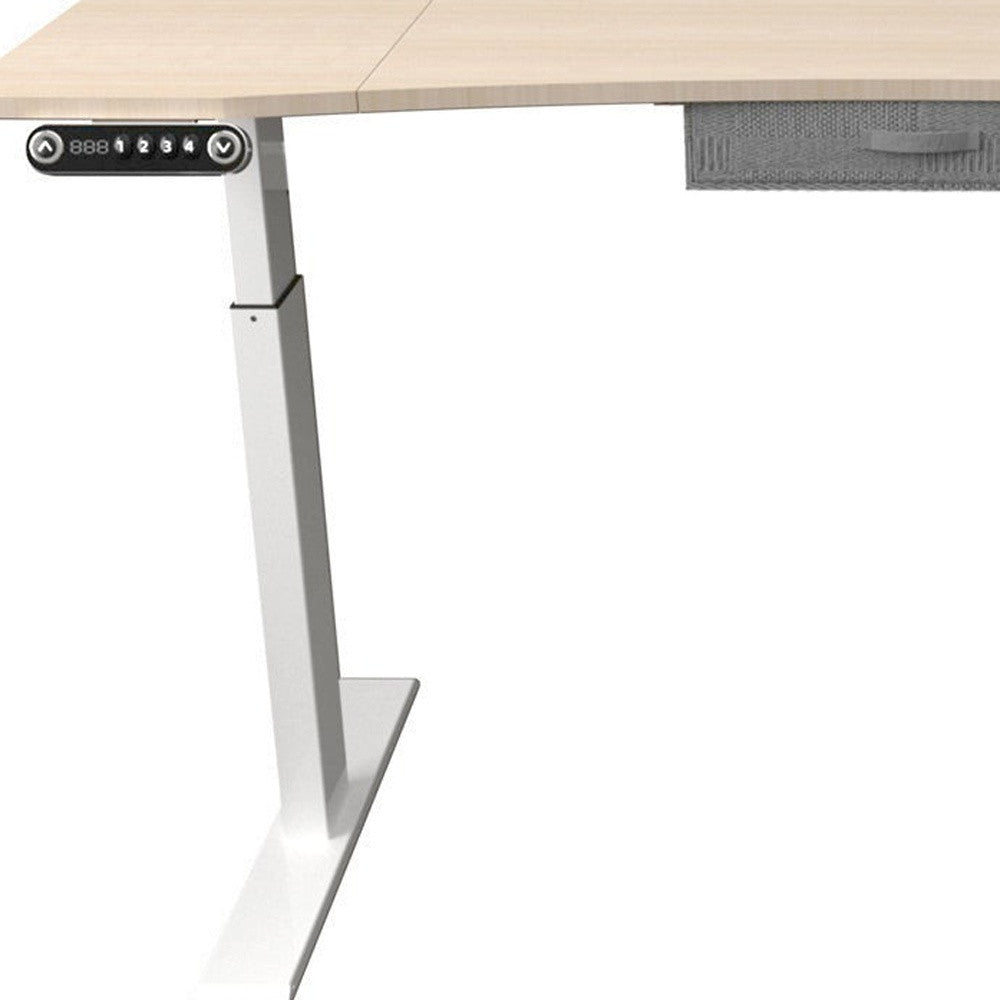 Adjustable Oak and White Wood and Metal Standing Desk