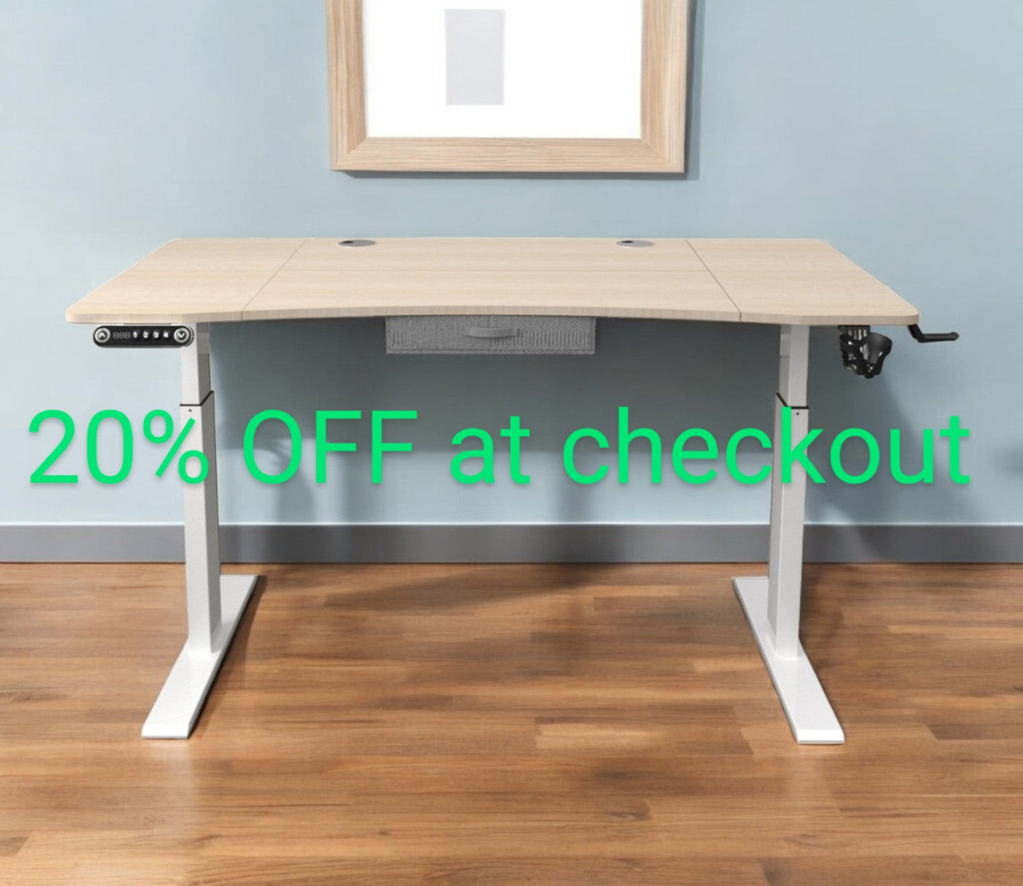 Adjustable Oak and White Wood and Metal Standing Desk