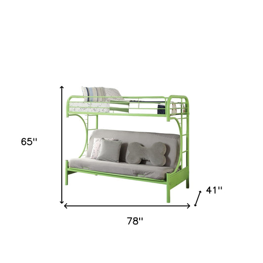 78" X 41" X 65" Twin Over Full Green Metal Tube Futon Bunk Bed