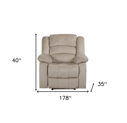 Three Piece Indoor Beige Microsuede Six Person Seating Set