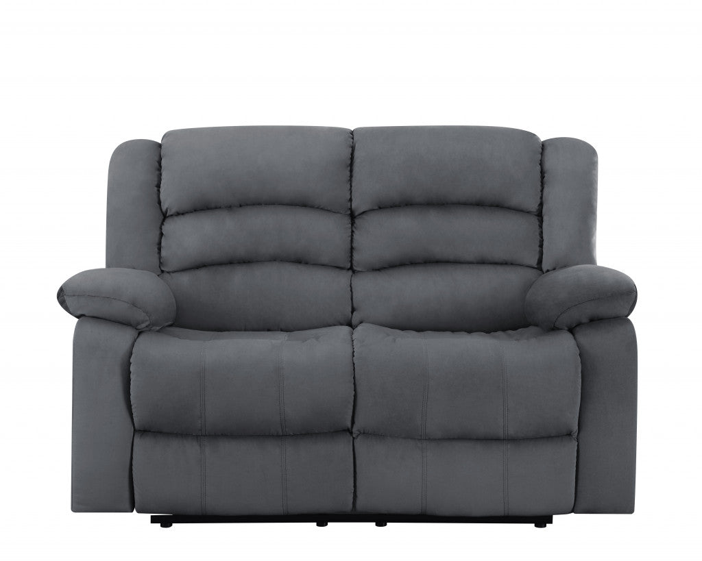 Three Piece Indoor Gray Microsuede Six Person Seating Set