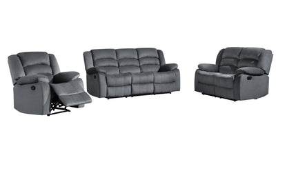 Three Piece Indoor Gray Microsuede Six Person Seating Set