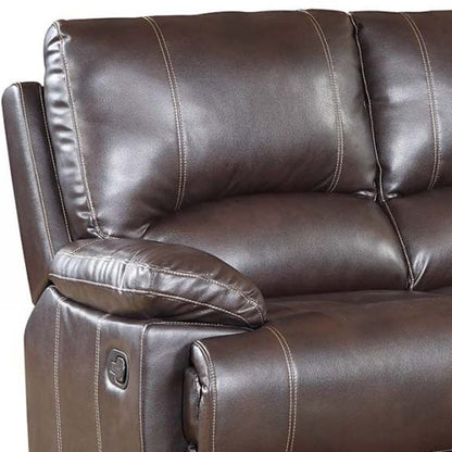 65" Brown Faux Leather Manual Reclining Love Seat