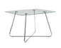 40" Clear And Silver Glass And Metal Pedestal Base Dining Table