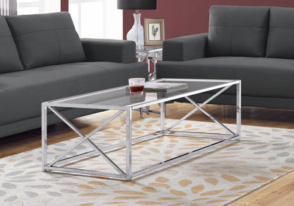 22" Clear And Silver Glass And Iron Coffee Table