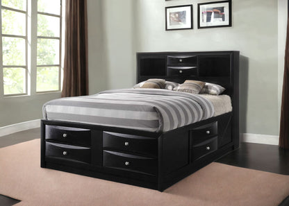 Black Wood Queen With Ten Drawers Bed Frame