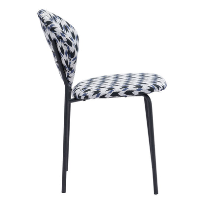 Set of Two Black and White And Black Upholstered Dining Side Chairs