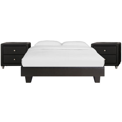 Black Wood And Linen Queen Bed Frame