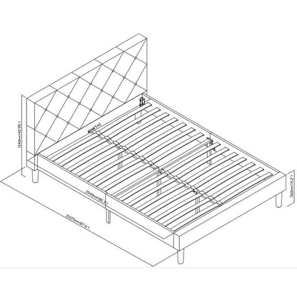 Gray Wood Upholstered Queen Bed Frame