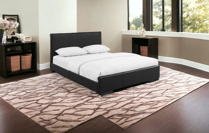 Black Wood And Faux Leather Twin Bed Frame