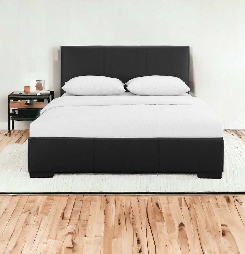 Black Wood And Faux Leather Twin Bed Frame