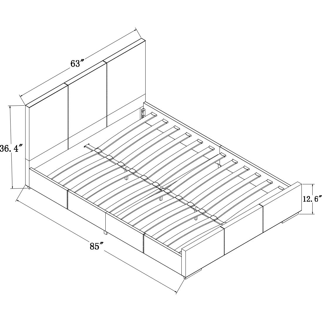 Black Wood And Faux Leather Twin Bed Frame