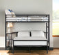 Black Twin Over Full Size Metal Bunk Bed with Desk