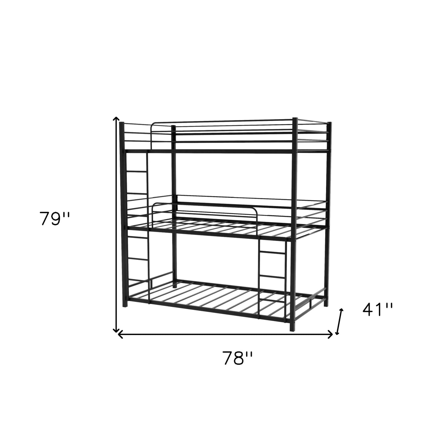 Black Twin Over Twin Over Twin Traditional Bunk Bed