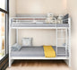 White Modern Classic Twin Over Twin Metal Bunk Bed