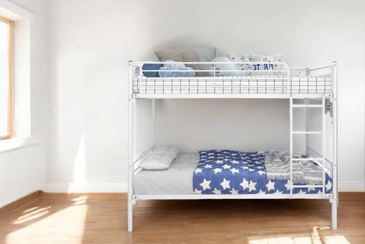 White Heavy Duty Twin Over Full Metal Bunk Bed