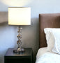 20" Silver Bedside Table Lamp With White Drum Shade