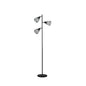 66" Black Three Light Tree Floor Lamp With Black Metal Cage Shade