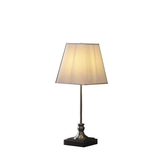 19" Silver Bedside Table Lamp With White Empire Shade