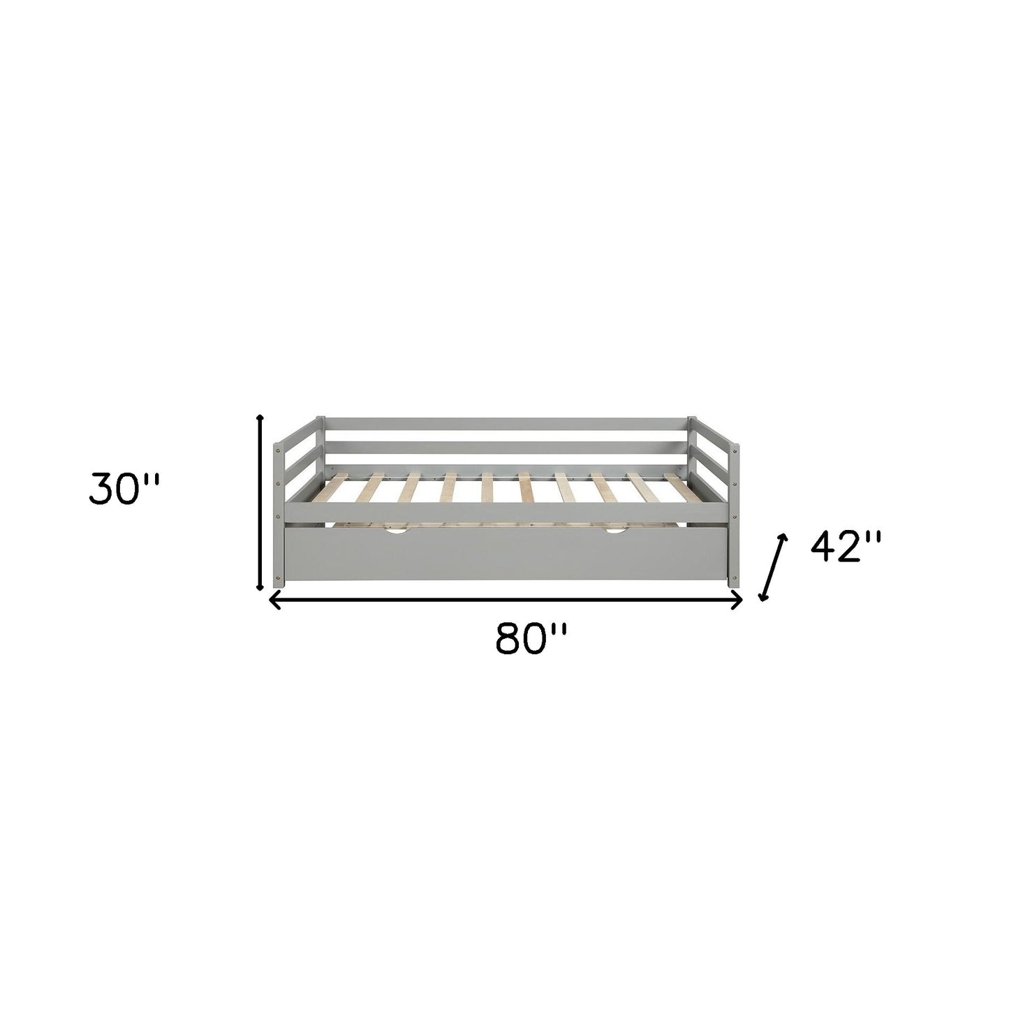 Gray Wood Twin Bed Frame with Trundle