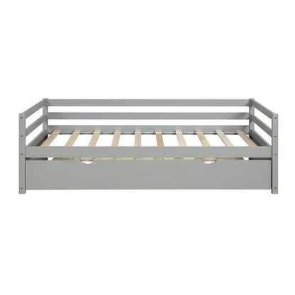 Gray Wood Twin Bed Frame with Trundle