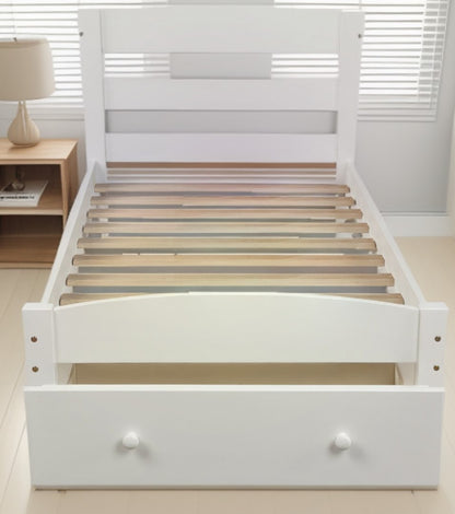 White Wood Twin Bed Frame