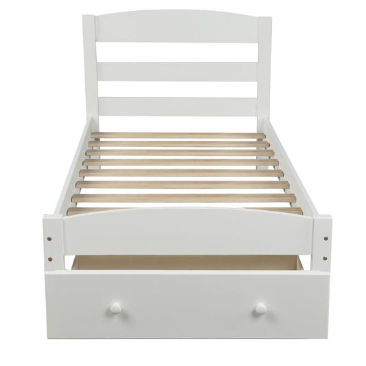 White Wood Twin Bed Frame