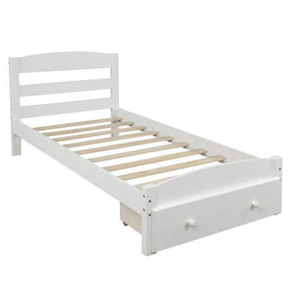 White Wood Twin Bed Frame