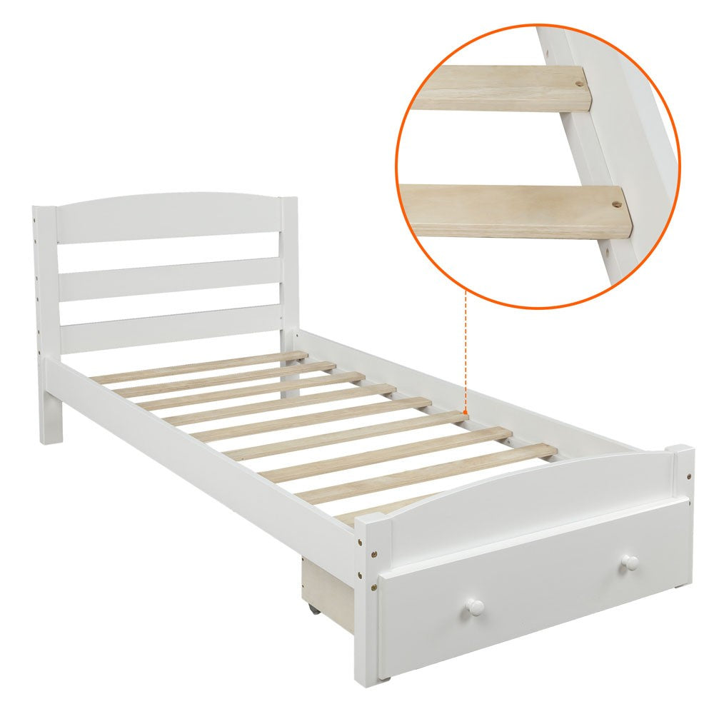 White Wood Twin Bed Frame