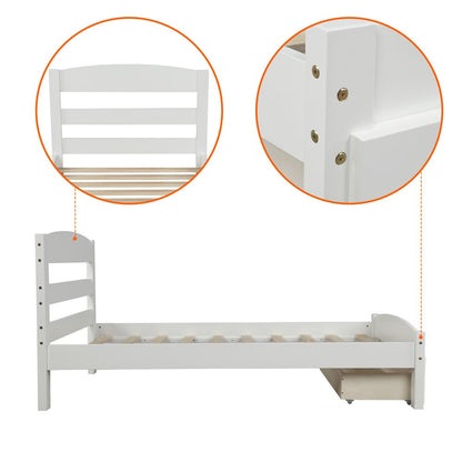 White Wood Twin Bed Frame