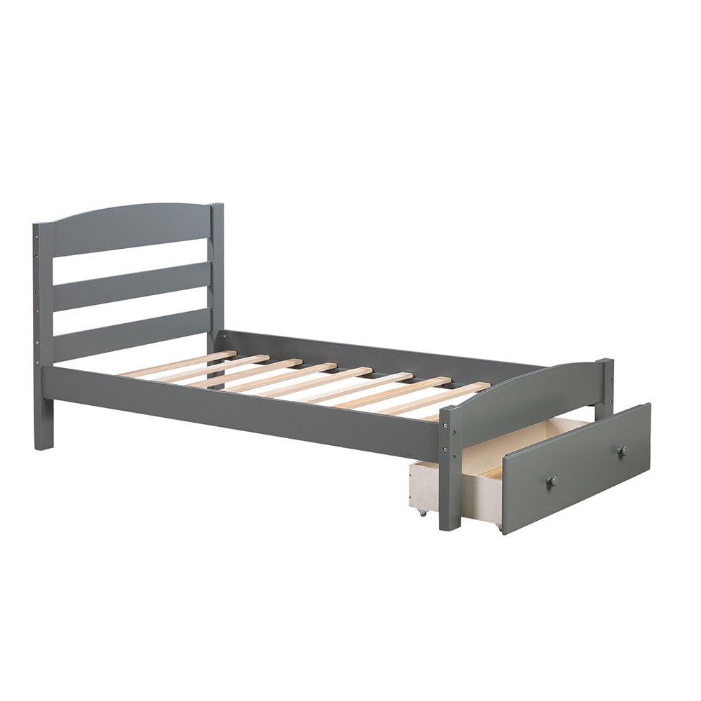 Gray Wood Twin Bed Frame