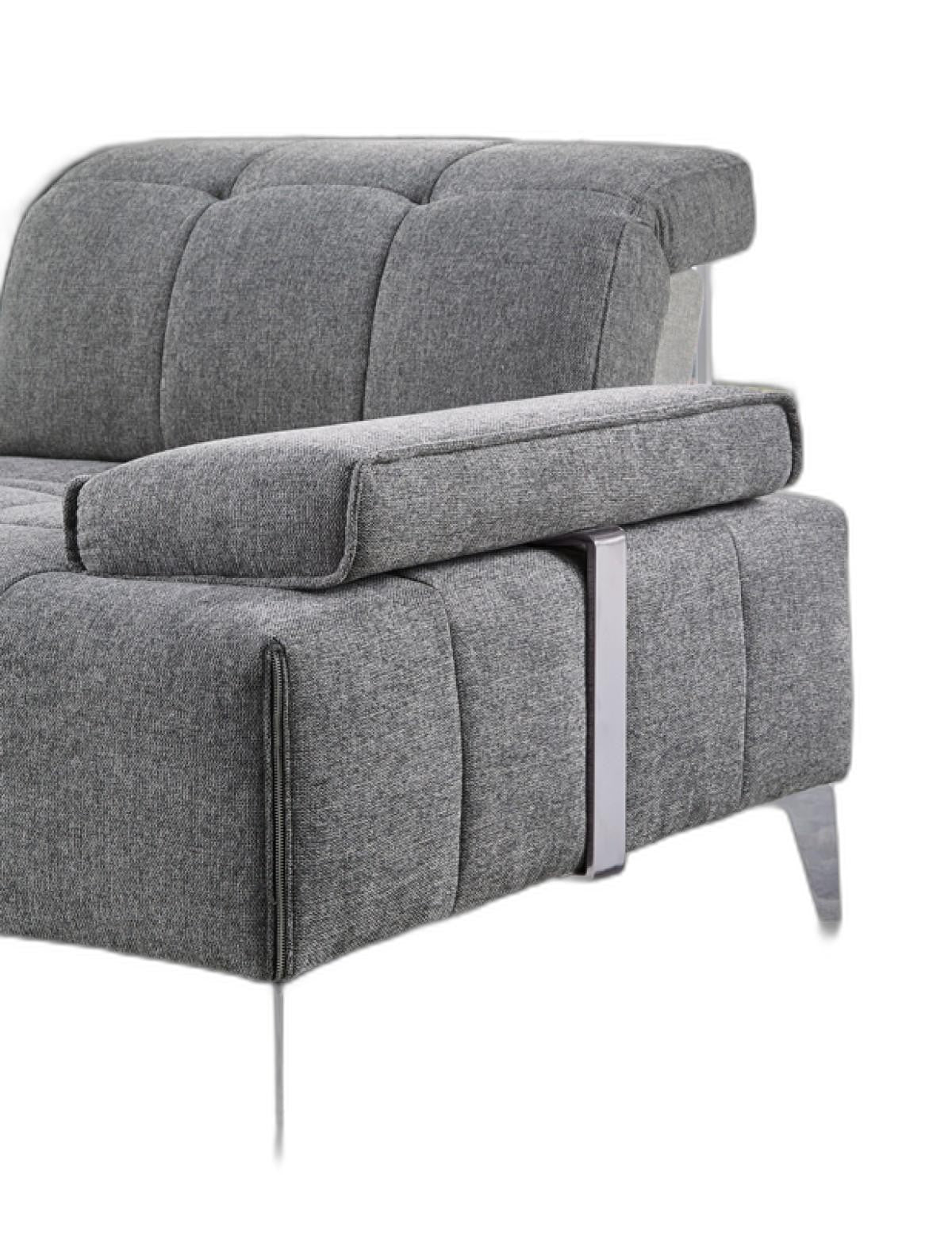 Gray Polyester Modular L Shaped Three Piece Corner Sectional