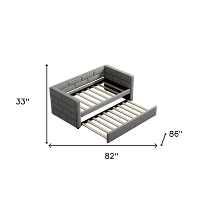 Gray Wood Upholstered Twin Bed Frame with Trundle