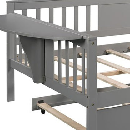 Gray Wood Bed Frame with Trundle