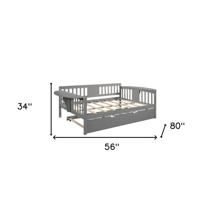 Gray Wood Bed Frame with Trundle