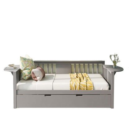 Gray Wood Bed Frame with Trundle