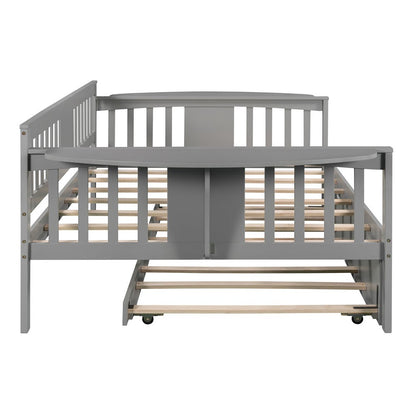 Gray Wood Bed Frame with Trundle