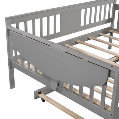 Gray Wood Bed Frame with Trundle