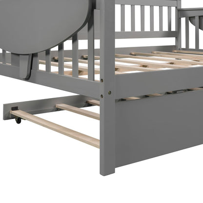 Gray Wood Bed Frame with Trundle