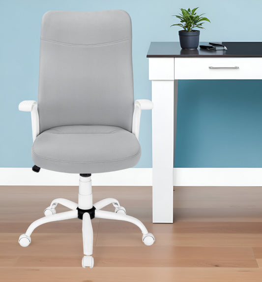 Gray and White Rolling Drafting Chair