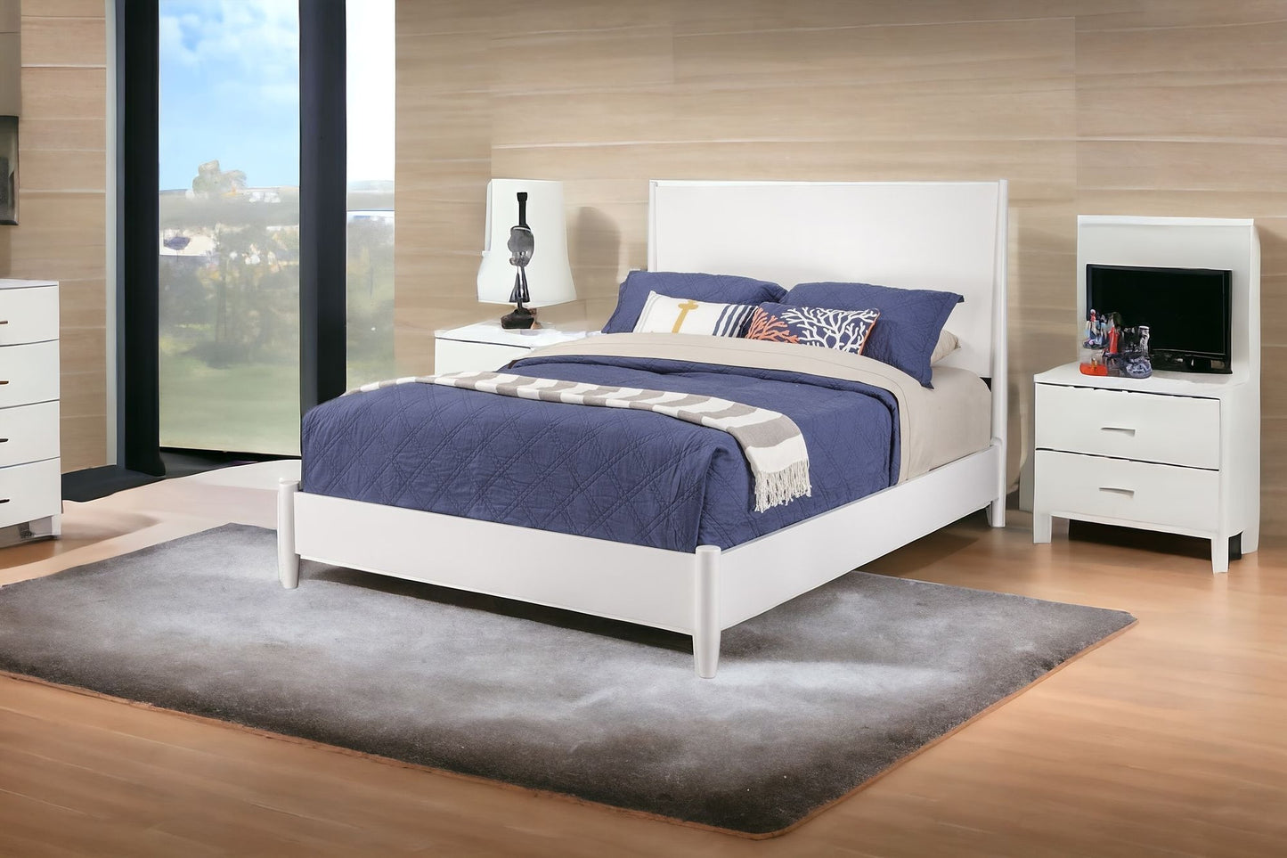 White Wood California King Bed Frame