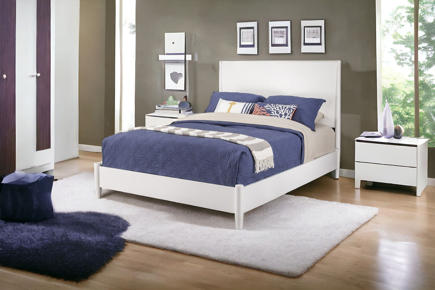 White Wood California King Bed Frame