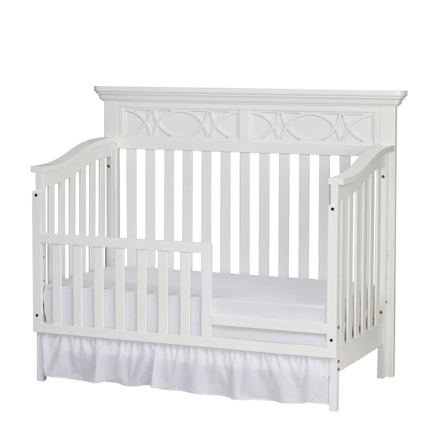 White Solid and Manufactured Wood Standard Four In One Convertible Crib