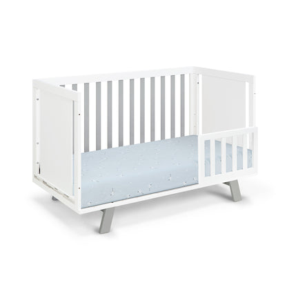 Gray and White Solid and Manufactured Wood Standard Three In One Convertible Crib