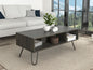 40" Espresso And Black Wood And Metal Coffee Table With Shelf