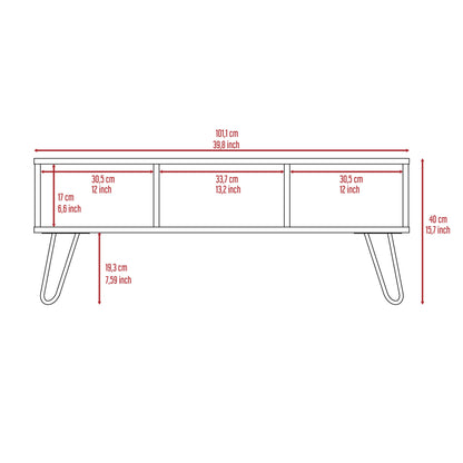 40" Espresso And Black Wood And Metal Coffee Table With Shelf