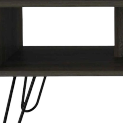 40" Espresso And Black Wood And Metal Coffee Table With Shelf