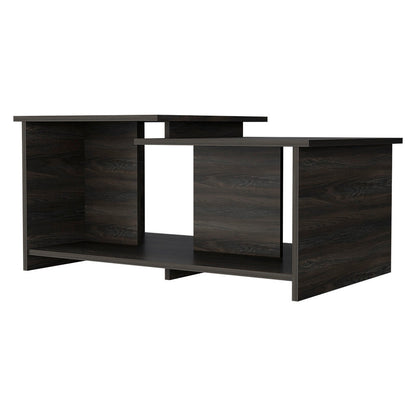 35" Espresso Wood Coffee Table With Shelf